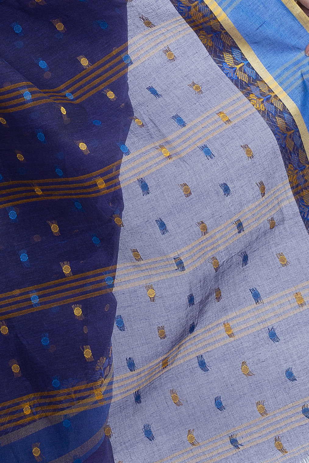 Naby Blue Pure Cotton JoraPata Tant Saree (779)